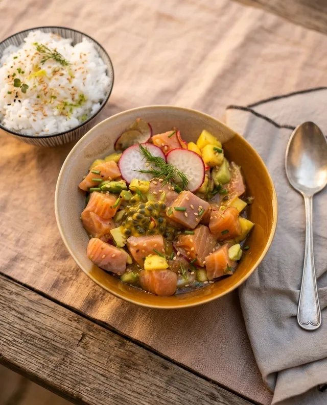 Ceviche de saumon, mangue & avocat