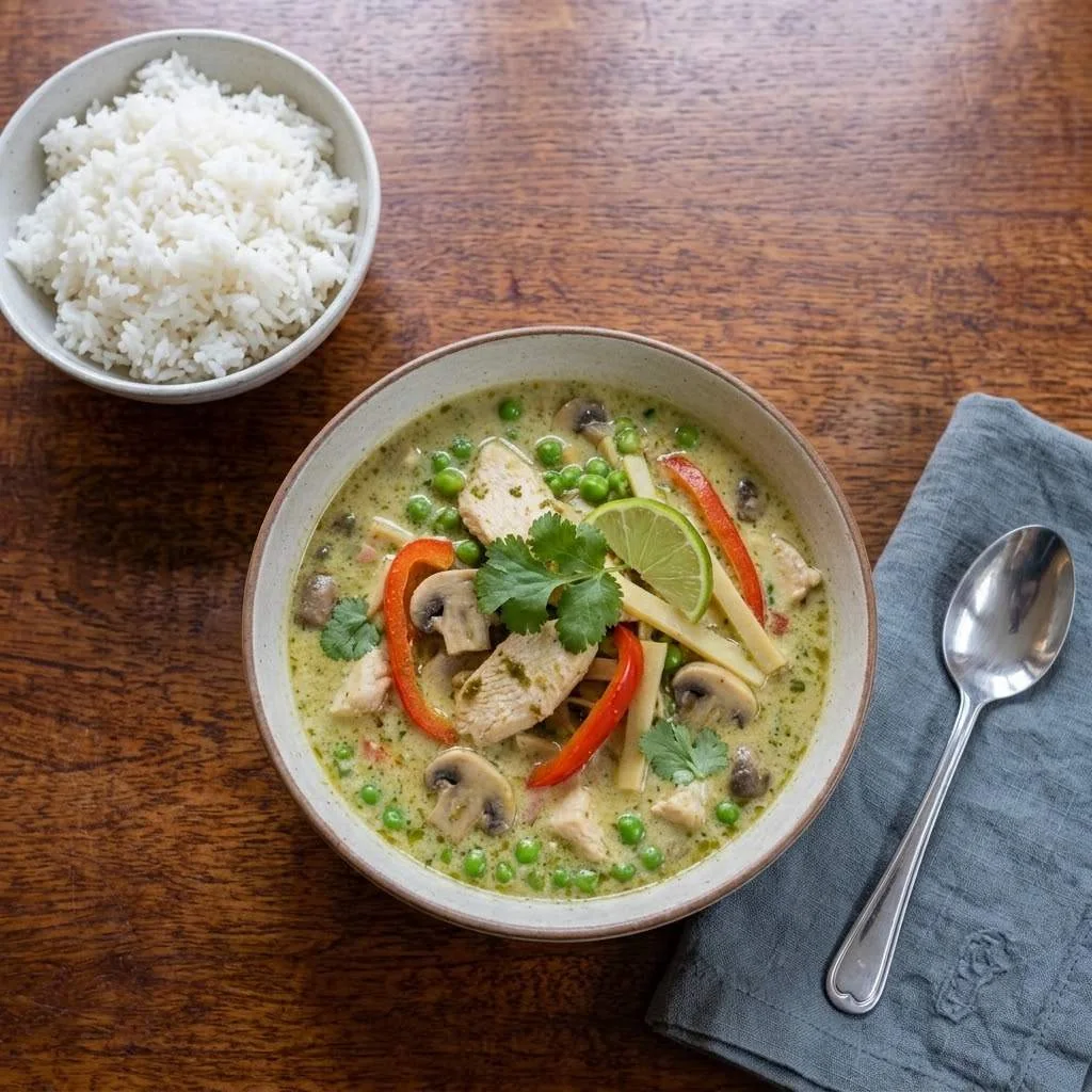 Poulet coco au curry vert