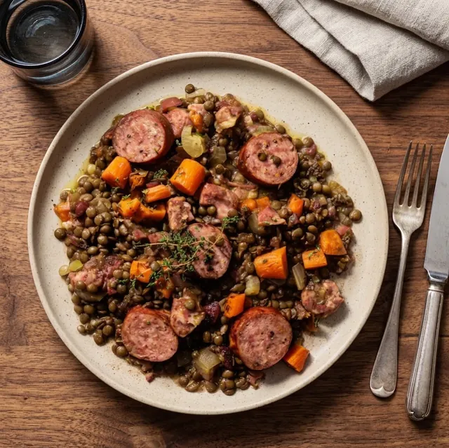 Saucisses lentilles